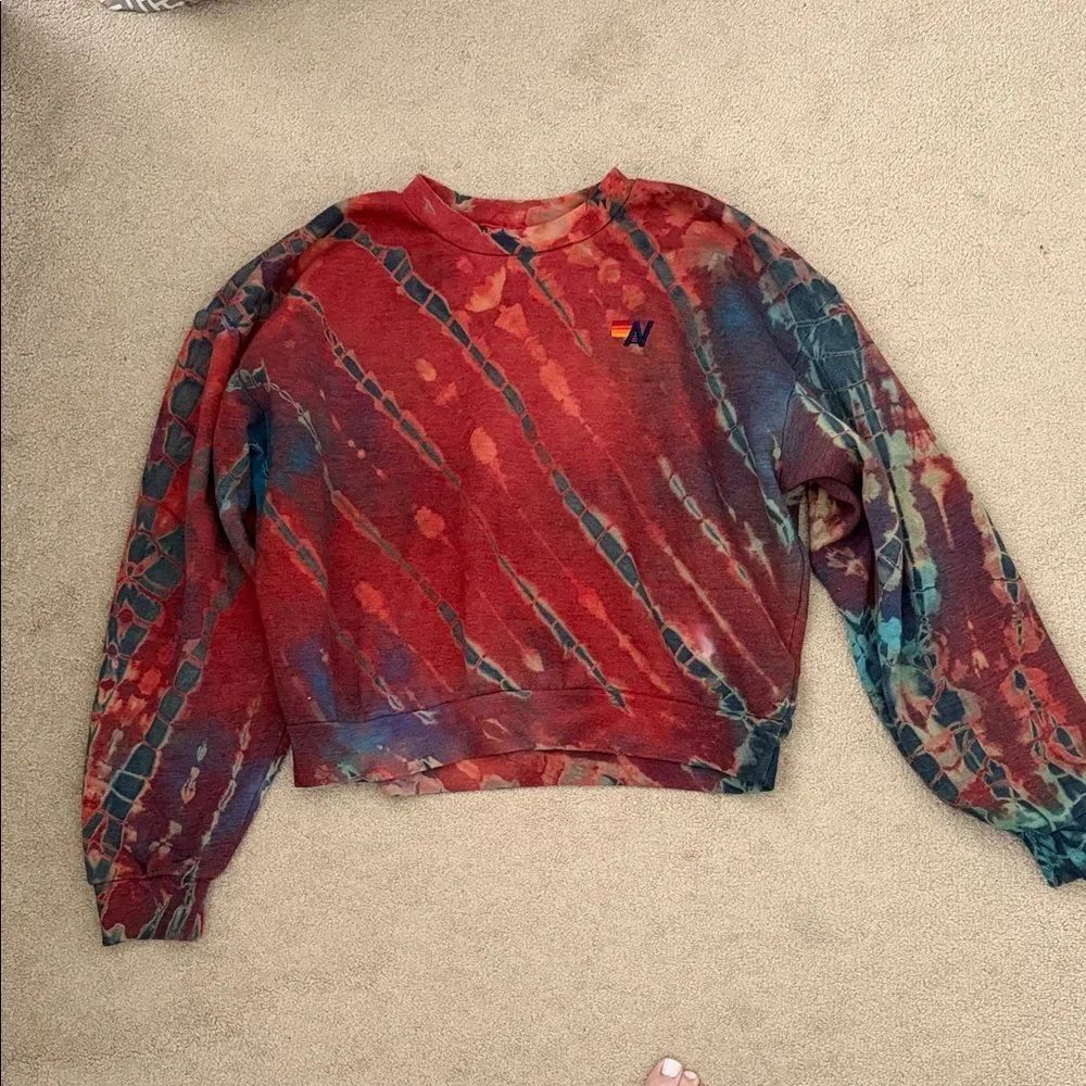 Aviator Nation Red and Blue Tie-Dye crewneck XS